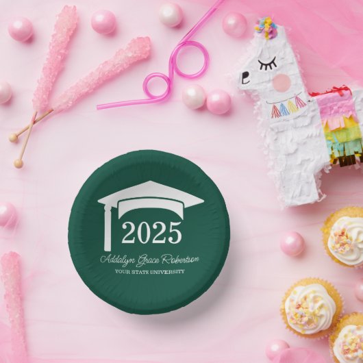 Klasse der grünen Uni der Universität Cap 2025 Pappteller (Party)