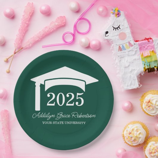 Klasse der grünen Uni der Universität Cap 2025 Pappteller (Party)