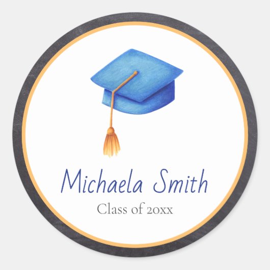 Klasse der hellblauen Graduationskappe mit Tassel Runder Aufkleber (Vorderseite)
