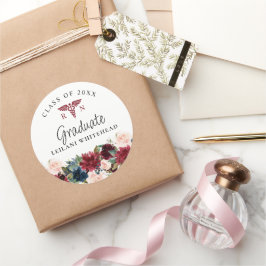 Klasse der Krankenpfleger Graduate Burgundy Floral Runder Aufkleber