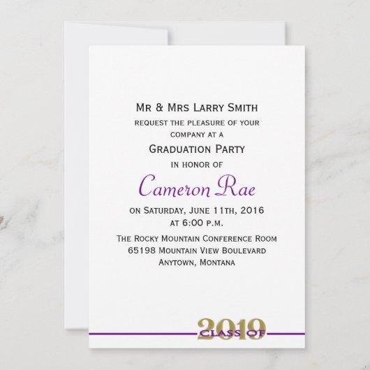 Klasse der Lila- und Goldstudiengruppe 2019 Einladung (Rückseite)