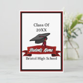 Klasse der Maroon and Black Graduation Party 2025 Einladung (Stehend Vorderseite)