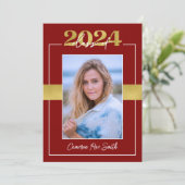 Klasse der Maroon & Gold Graduation Party 2024 Einladung (Stehend Vorderseite)