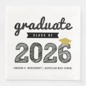 Klasse der muffigen Black Sketch Graduation Party Serviette (Vorderseite)