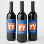 Klasse der Orange and Blue Graduation Party 2024 Weinetikett (Flaschen)