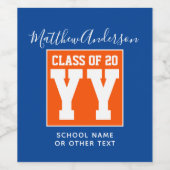Klasse der Orange and Blue Graduation Party 2024 Weinetikett (Einzelnes Label)