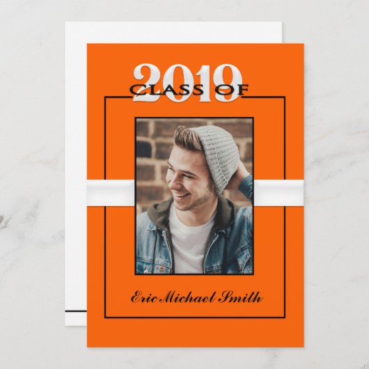 Klasse der Orange & Black Graduation Party 2019 Einladung (Vorne/Hinten)