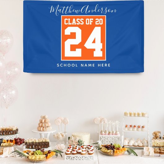 Klasse der Orange Blue & Gold Graduation Party 202 Banner
