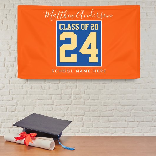 Klasse der Orange Blue & Gold Graduation Party 202 Banner