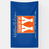 Klasse der Orange Blue & Gold Graduation Party 202 Banner (Vertikal)