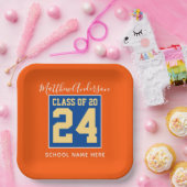 Klasse der Orange Blue & Gold Graduation Party 202 Pappteller (Party)