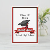 Klasse der Red and Black Graduation Party 2023 Einladung (Stehend Vorderseite)