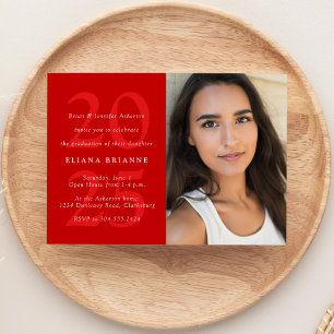 Klasse der Red Classic Foto Graduation Party 2024 Einladung