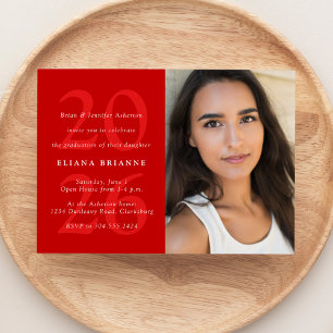 Klasse der Red Classic Foto Graduation Party 2025 Einladung