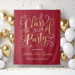 Klasse der Red Custom Graduation Party 2025 Gold Wandteppich