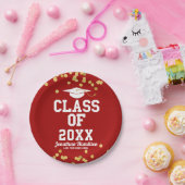 Klasse der Red Gold Confetti Graduation Party 2021 Pappteller (Party)