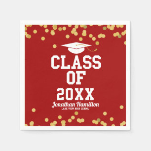 Klasse der Red Gold Confetti Graduation Party 2024 Serviette