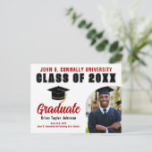 Klasse der Red Graduate Custom Graduation Party 20 Postkarte (Stehend Vorderseite)
