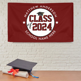 Klasse der Red Graduation Party in Burgund 2024 Banner