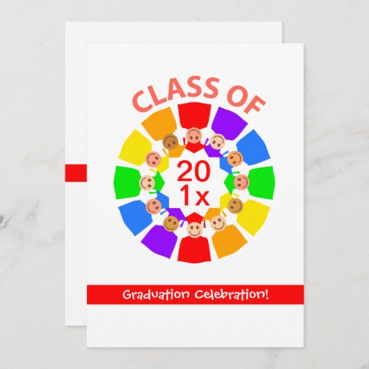 Klasse der ... Regenbogen-Blume Einladung (Vorne/Hinten)