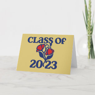 Klasse der Retro-rote Rose 2023 Design Abschluss Karte