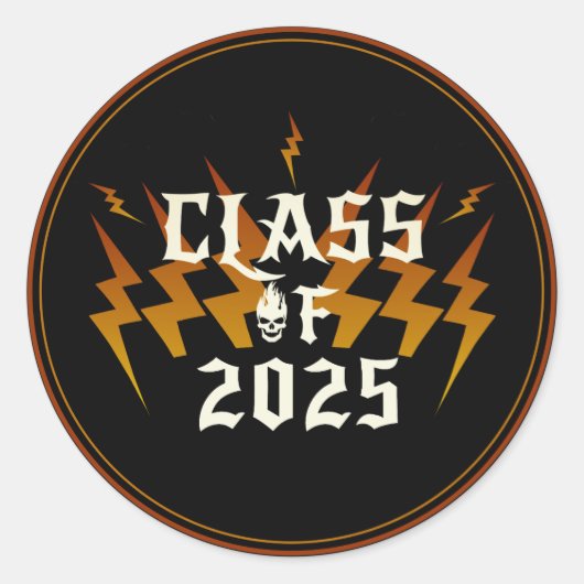 Klasse der Rock Abschluss Classic 2025 Runder Aufkleber (Vorderseite)