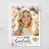 Klasse der rosa Rosen im Abschluss Weißes Foto 202 Ankündigung (Vorderseite)