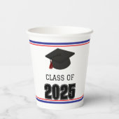 Klasse der roten und blauen Tassel 2025 Pappbecher (Rückseite)