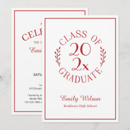 Klasse der roten weißen Emblem-Graduierungspartei  Einladung