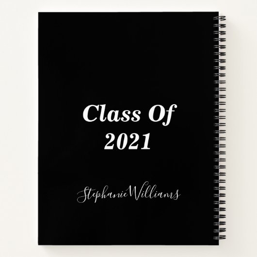Klasse der Schwarz-weißen 2021-Abschluss-Monogramm Notizblock (Rückseite)