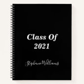Klasse der Schwarz-weißen 2021-Abschluss-Monogramm Notizblock (Vorderseite)