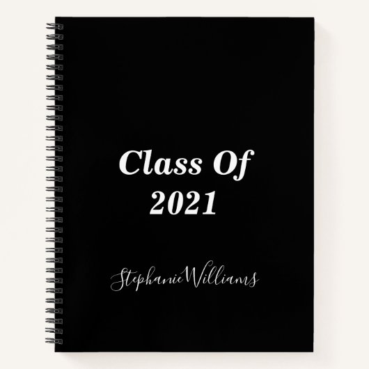 Klasse der Schwarz-weißen 2021-Abschluss-Monogramm Notizblock (Vorderseite)
