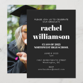 Klasse der Schwarz-weißen Foto-Graduationspartei 2 Einladung