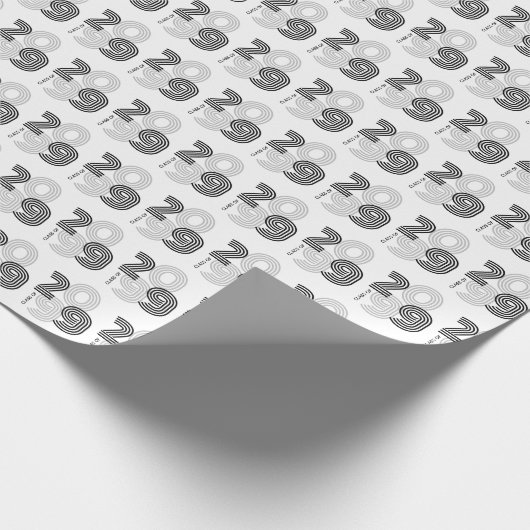 Klasse der schwarzen Retro-Big-Zahlen Geschenkpapier (Ecke)