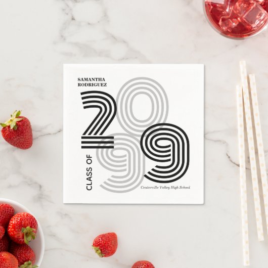 Klasse der schwarzen Retro-Big-Zahlen Serviette (Beispiel)