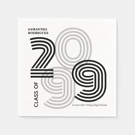 Klasse der schwarzen Retro-Big-Zahlen Serviette (Vorderseite)