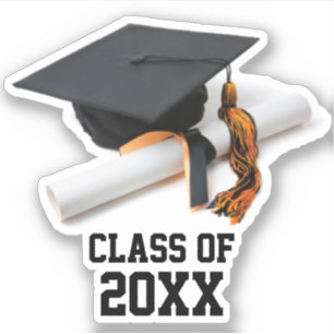 Klasse der schwarzen und orangefarbenen Graduierun Aufkleber