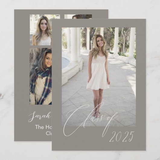 Klasse der Script Graduate Card 5-Foto Einladung (Vorne/Hinten)