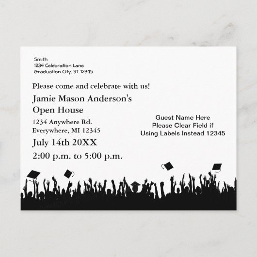 Klasse der Silhouette Senior Abschluss Invite Einladungspostkarte (Rückseite)