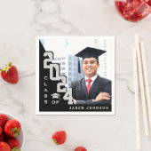 Klasse der Silver Black FOTO Graduation Party 2024 Serviette (Beispiel)