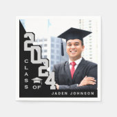 Klasse der Silver Black FOTO Graduation Party 2024 Serviette (Vorderseite)