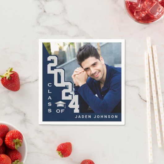 Klasse der Silver Navy FOTO Graduation Party 2024 Serviette (Beispiel)