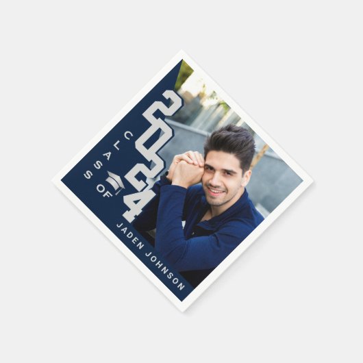 Klasse der Silver Navy FOTO Graduation Party 2024 Serviette (Ecke)