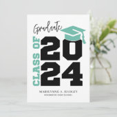 Klasse der Türkis- und Schwarzen Abschluss 2024 Einladung (Stehend Vorderseite)