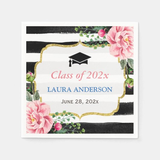 Klasse der Wasserfarben-Streifen 2023 Abschluss Serviette (Vorderseite)