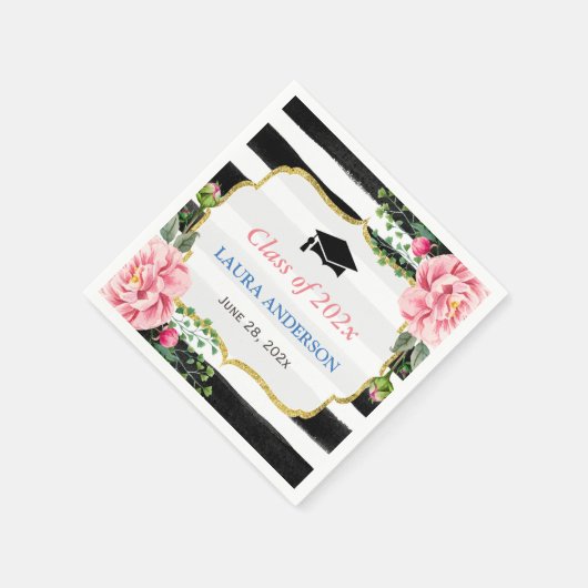 Klasse der Wasserfarben-Streifen 2023 Abschluss Serviette (Ecke)