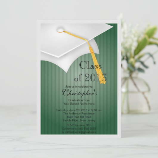 Klasse der White Grad Graduation Party 2013 Einladung (Stehend Vorderseite)