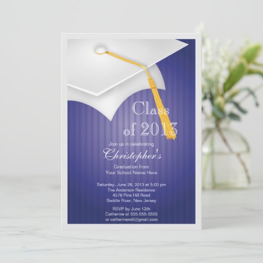 Klasse der White Grad Graduation Party 2013 Einladung (Stehend Vorderseite)