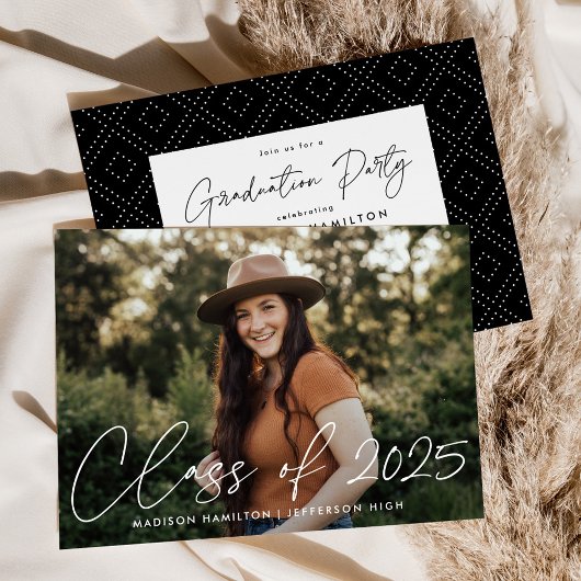 Klasse der White Script Foto Graduation Party 2023 Einladung