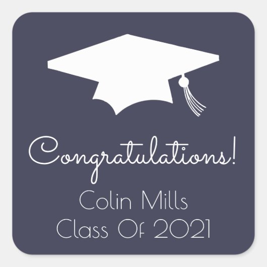 Klasse des 2021-Gütesiegels (Midnight Blue Graduat Quadratischer Aufkleber (Vorderseite)